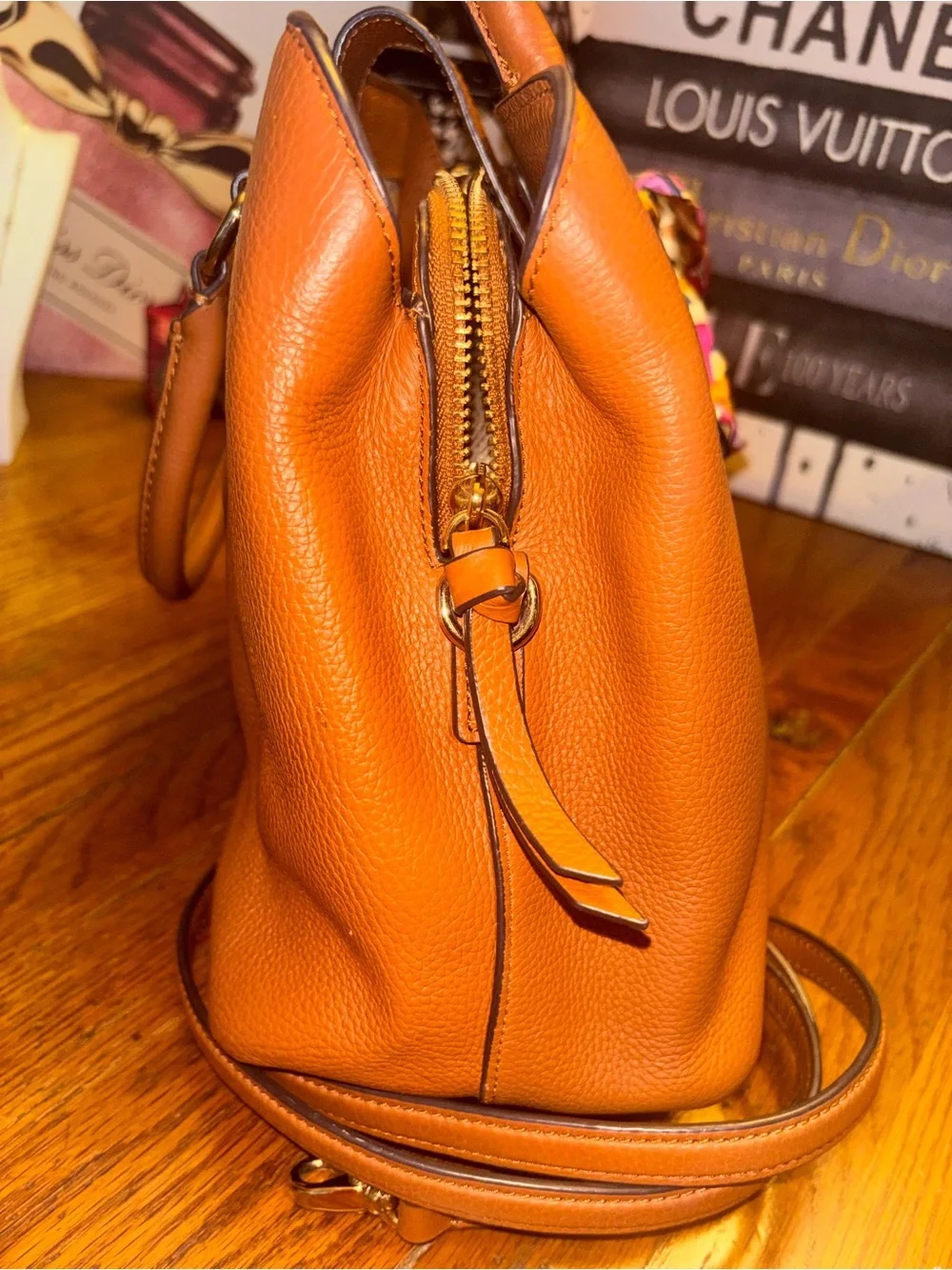 Kate Spade Cobble Hill Maris Cognac Leather Satchel Crossbody